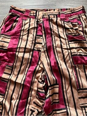 Kimchi Blue Gold & Magenta Patterned Patchwork Satin Pants